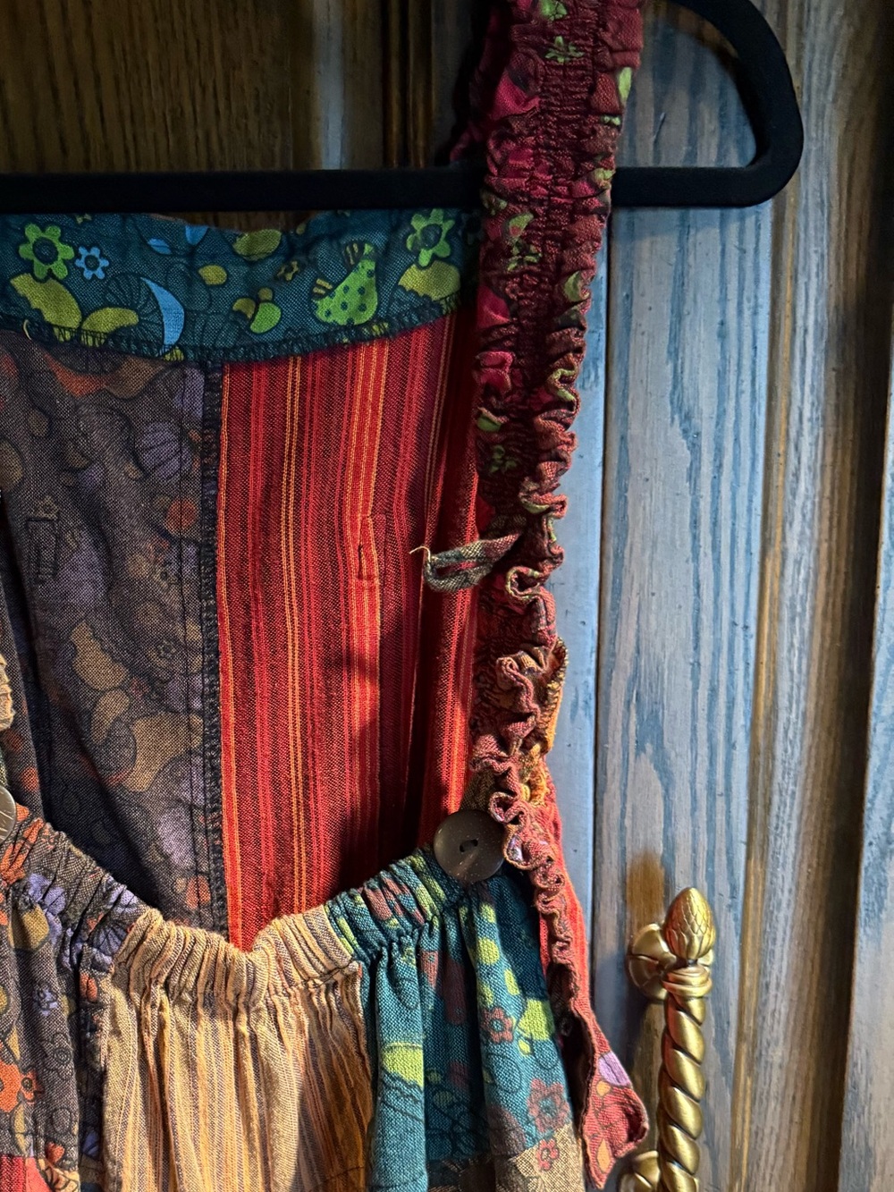 Function & Fringe Edit | Patchwork Wide Leg Overalls Boho - Picture 3 of 4